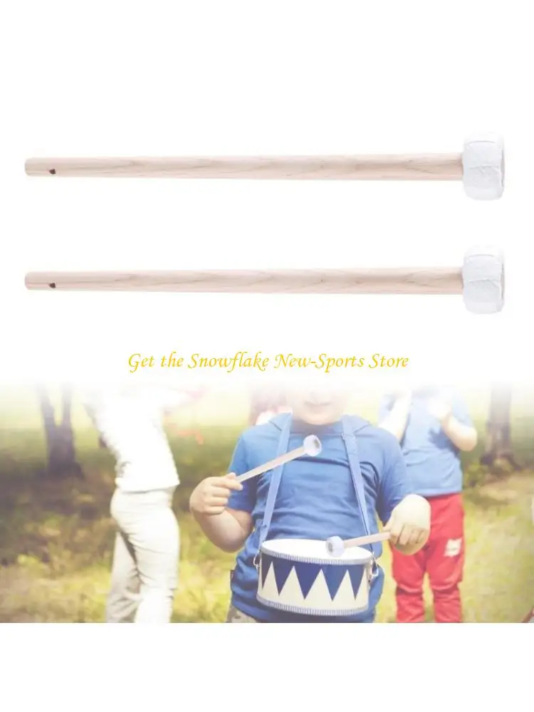 

E56D Деревянная ручка Барабан Молоток Тарелки Барабанные молотки, Барабанные палочки Барабан с головкой из хлопка и льна