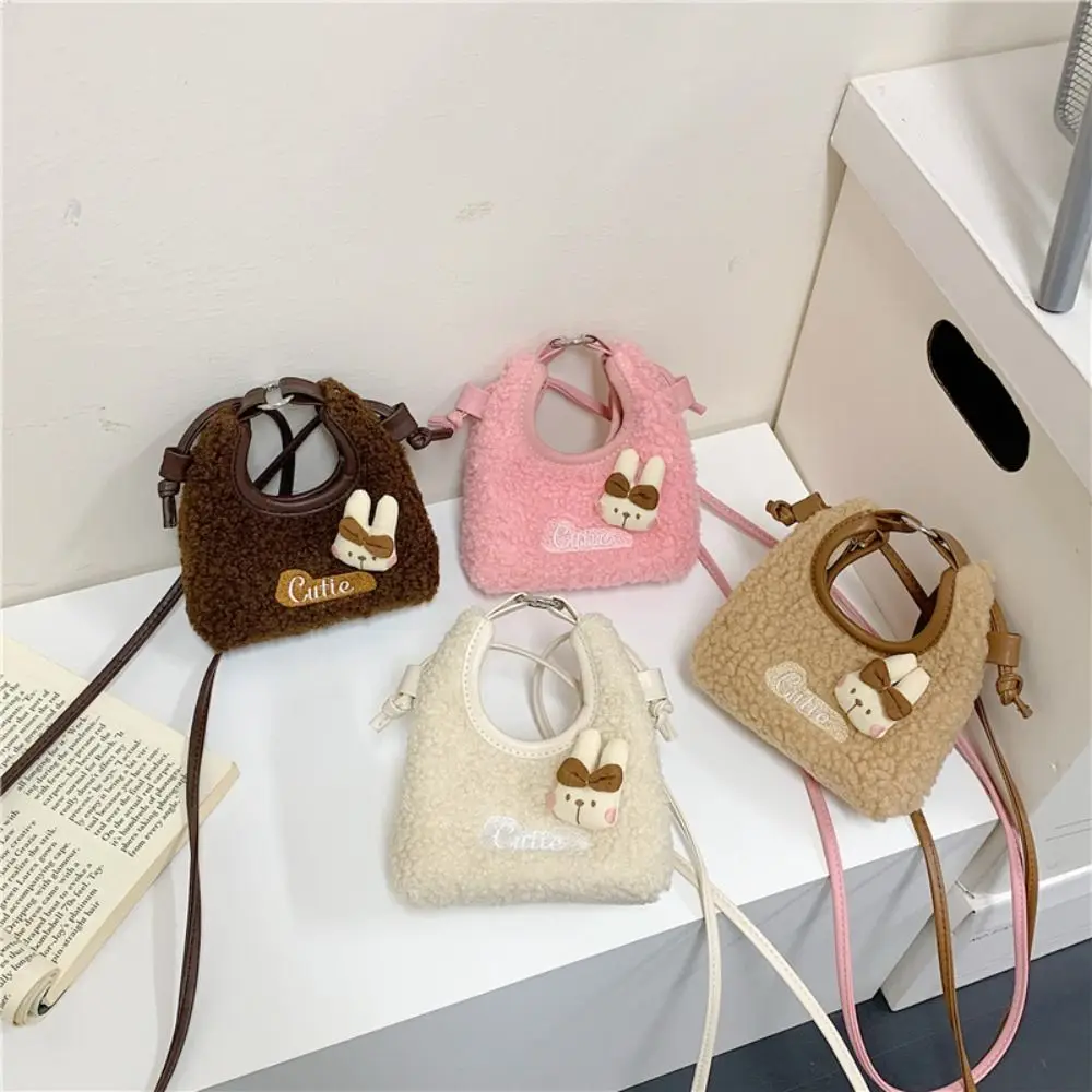

Funny Cute Crossbody Bag Rabbit Lamb Wool Furry Handbag Purse Cartoon Mini Shoulder Bag Lipstick Bag
