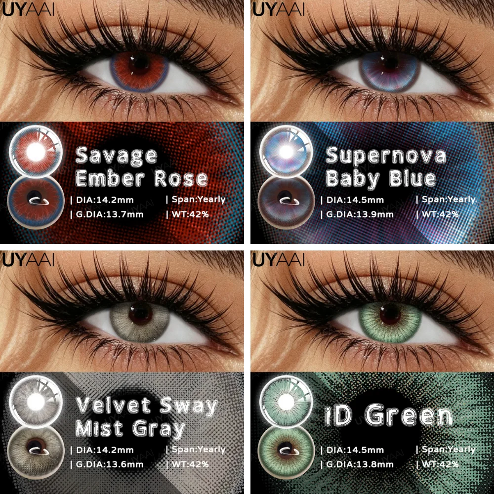 UYAAI NUEVAS Lentes de Contacto de Color, Lentes Verdes de Belleza, Lentes Rojas, Lentes Azules Baby, Maquillaje Cosmético, Lentes Marrones Naturales para Cosplay