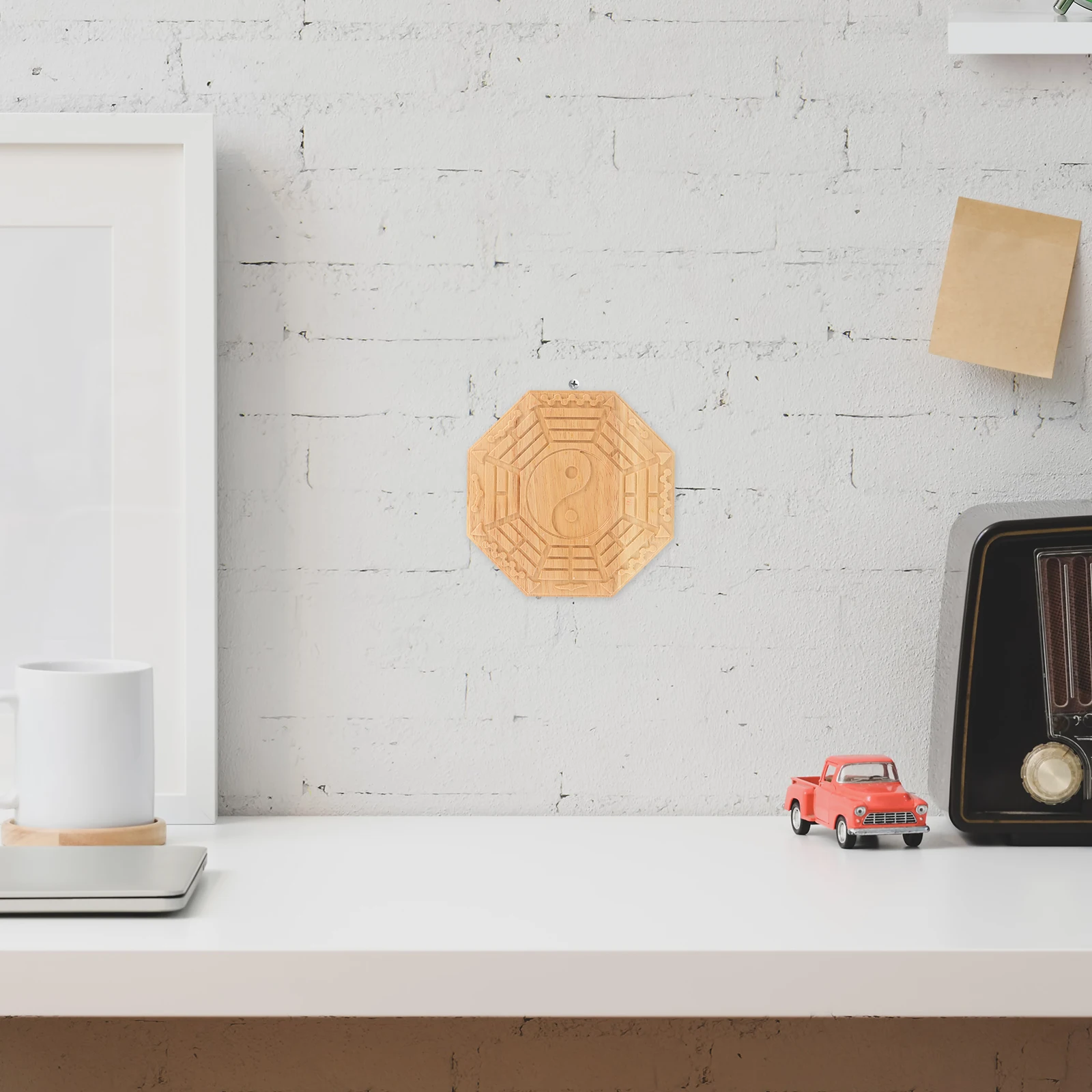 

Wooden Bagua Mirror Carved Home Pendant Feng Shui Decor Craft Blessing Supply Wall Art Auspicious Family nament