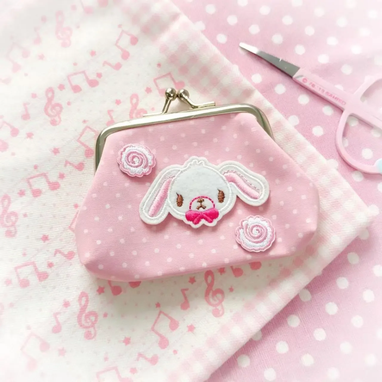Sanrio Sugar Bunnies Mini Coin Purse Pu Leather Kiss Lock Card Holder Soft Small Key Pouch For Women Daily Small Item Storage view 5