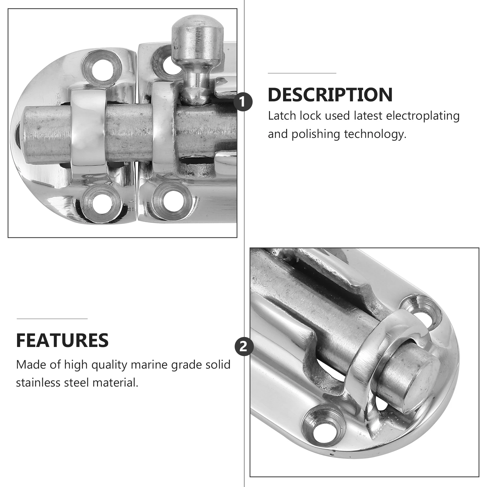 

Stainless Steel Door Bolts Heavy Duty Marine Grade Sliding Lock Barrel Latch for Chests Cabinets Window Safety Gate