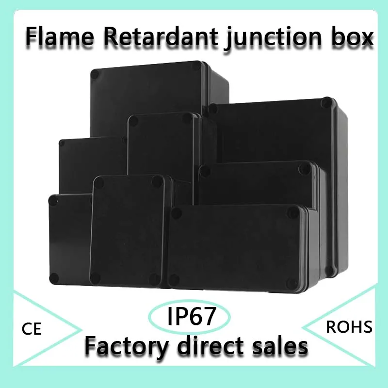 

IP67 Black plastic waterproof wire junction box power supply outdoor security monitoring open-mounted waterproof box abs plastic