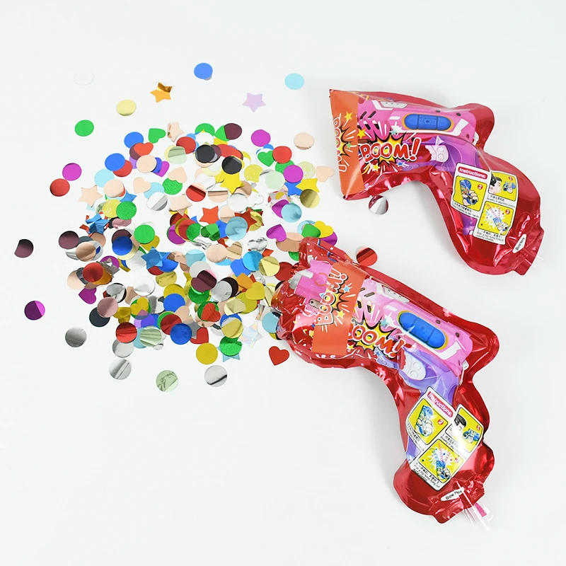 5/10pcs Inflatable Pistol Fireworks Balloon Handheld Toy Confetti Cannon Balloon Holiday Atmosphere Wedding Birthday Party Decor