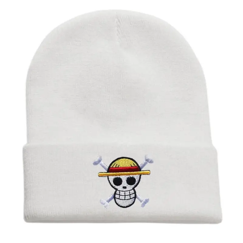 One Piece Knitted Hat Cartoon Luffy Bucket Hat Embroidery Girl Boys Warm Winter Hat Comfortable Hiphop Hat Fashion Cartoon Gift