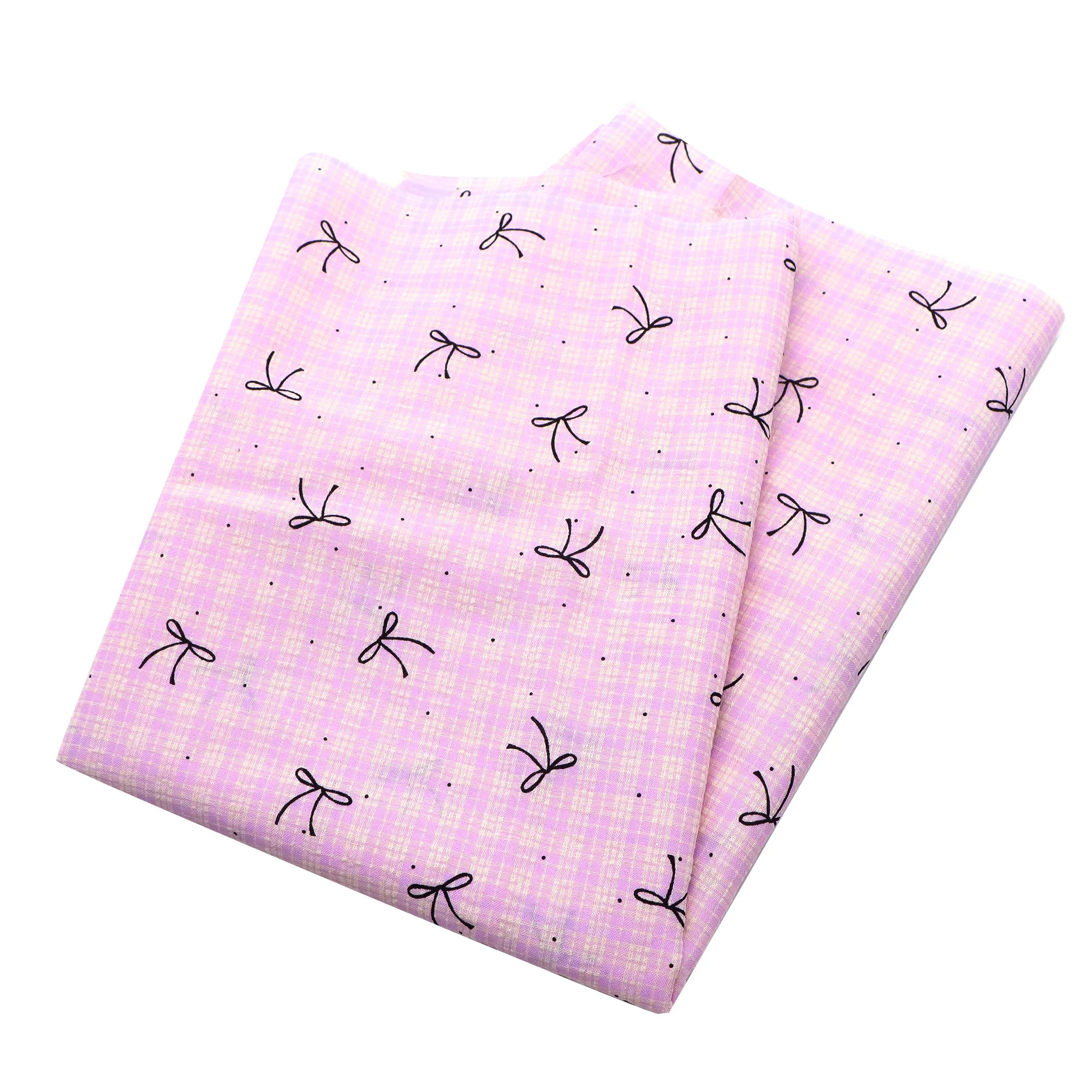 

1 шт. розовая клетчатая ткань с черными элементами в виде бантиков, размер 50x145 см, из 100% полиэстера, для пэчворка, квилтинга, рукоделия.