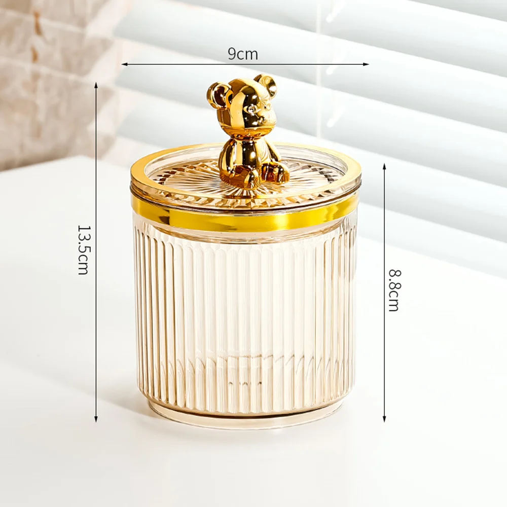 Cute Bear Cotton Pad Holder Cosmetics Jewelry Bathroom Qtip Makeup Container Lipstick Organizer Box Cotton Swab Rod Storage Box