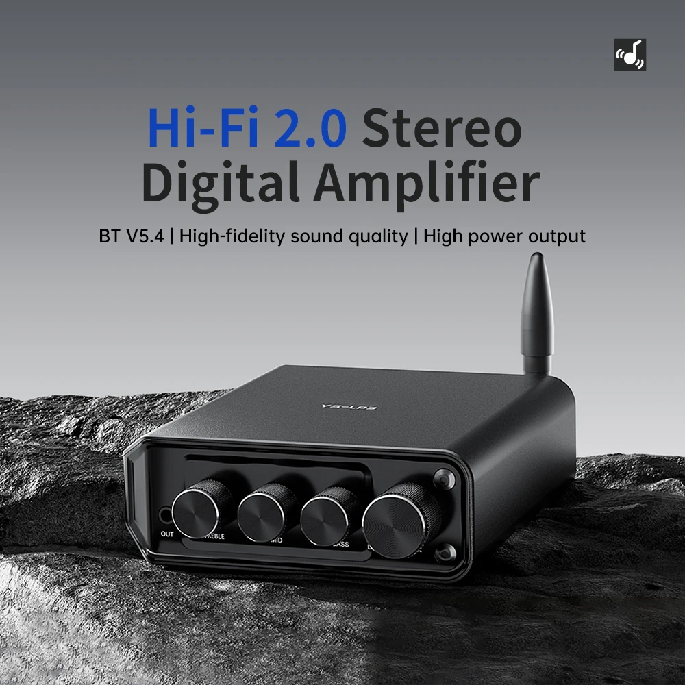 

Hi-Fi Amplifier YS-LP3 with Bluetooth/AUX/USB Inputs 50W+50W Output 280mV Sensitivity TPA3116 Chip 2.0 Channel Stereo