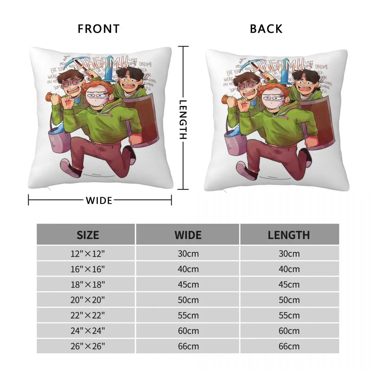 Chaotic Dream Team Square Pillowcase Pillow Cover Polyester Cushion Zip Decorative Comfort Throw Pillow for Home Sofa