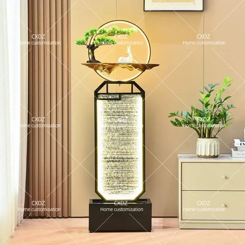 Luxury Living Room Office Decoration Large Floor Standing Water Fountain Circulating Flowing Water Feature Wealth Attracting