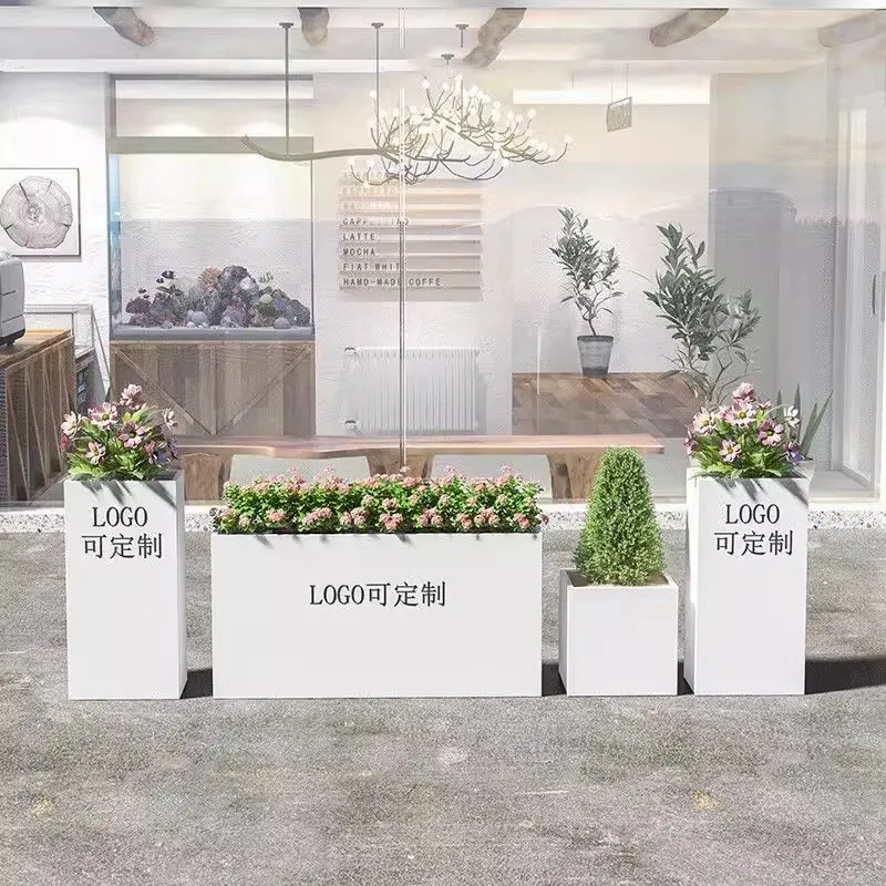 

Outdoor wrought iron stainless steel flower box combination seat partition rectangular balcony