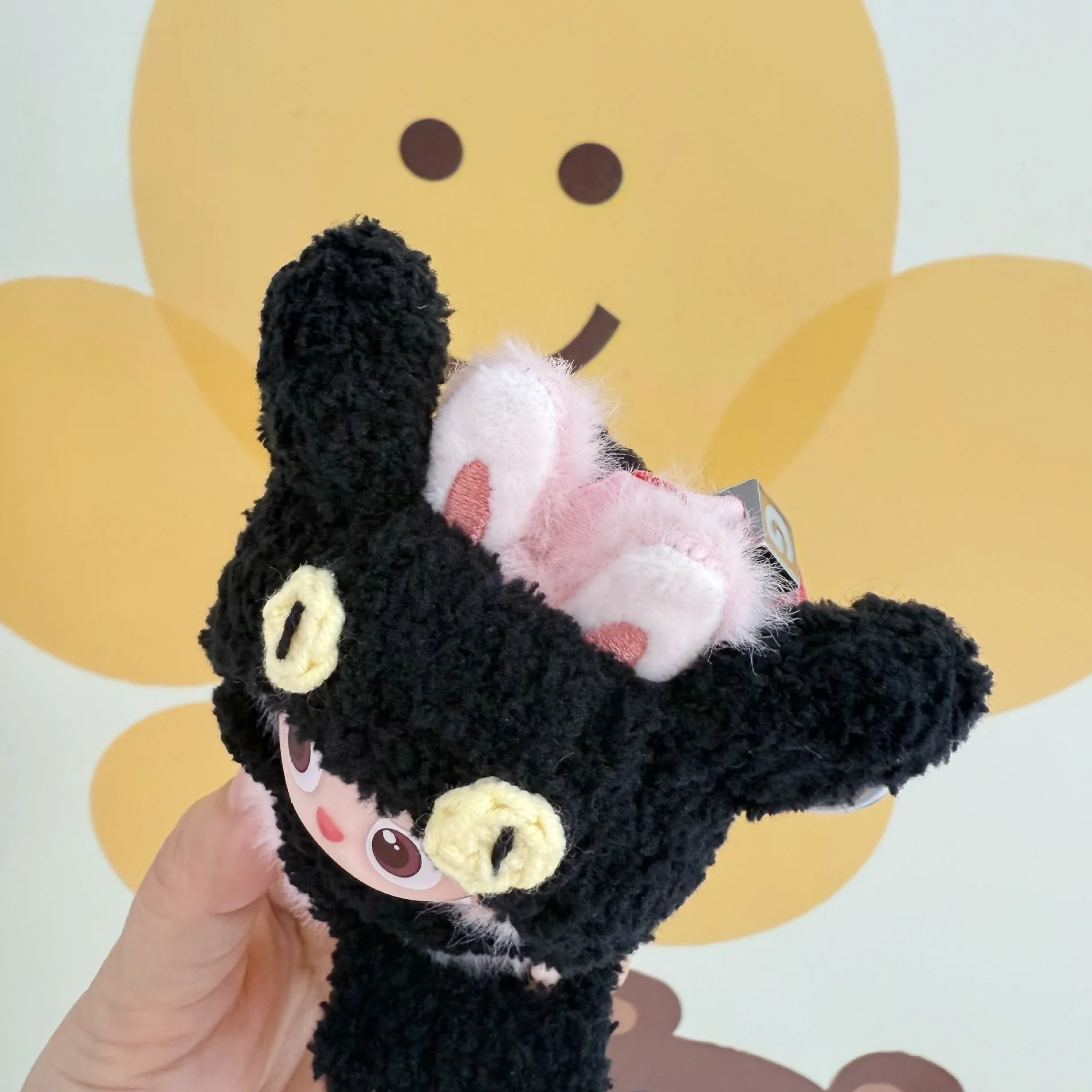 Pakaian Untuk Boneka Labubu 10cm Versi Mini 4.0: Set 2-Potong Buatan Tangan Topi Kucing Hitam Dan Tas