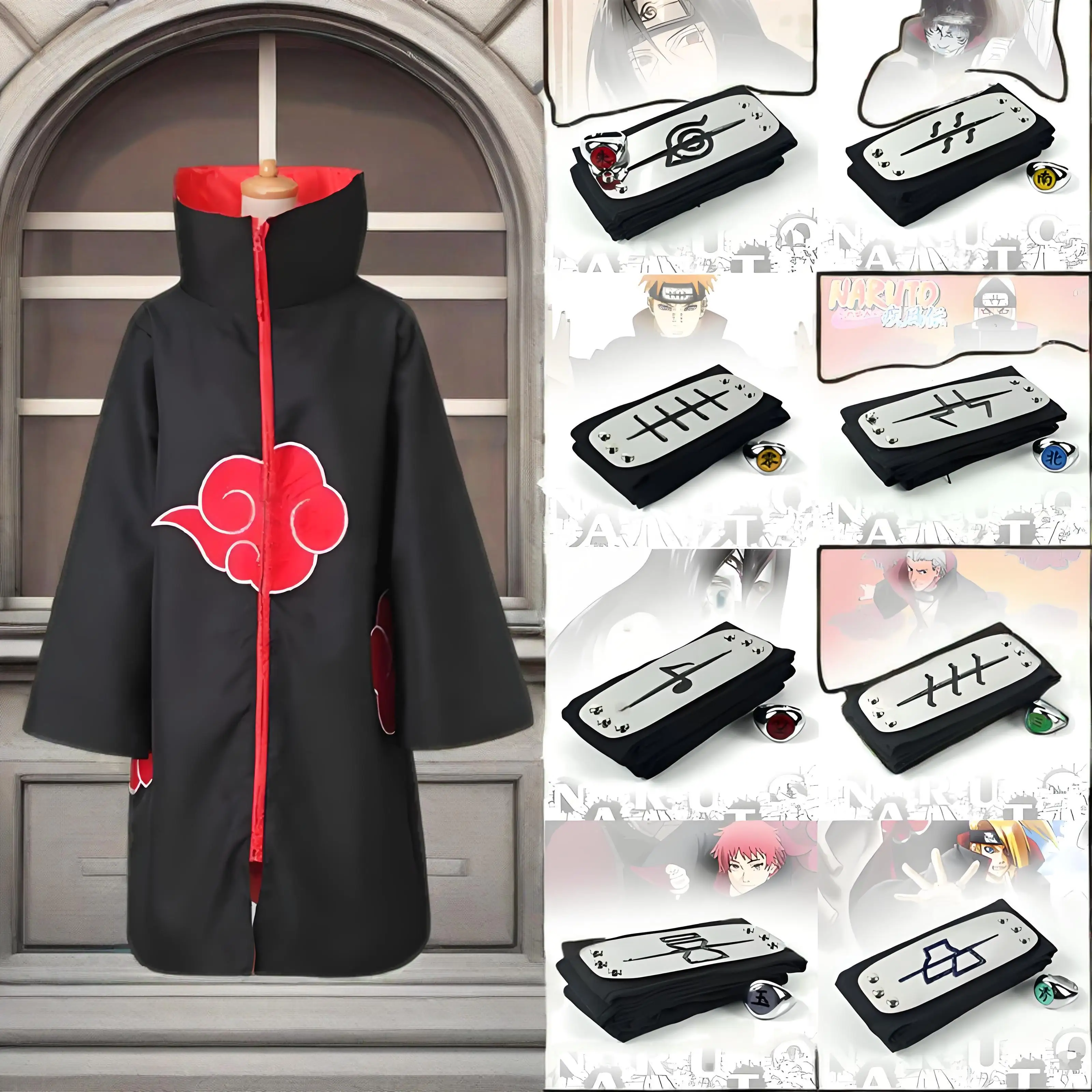 Anime Naruto Akatsuki Akatsuki Uchiha Itachi reloj disfraz Cosplay adulto/niño Halloween Navidad capa para el dolor