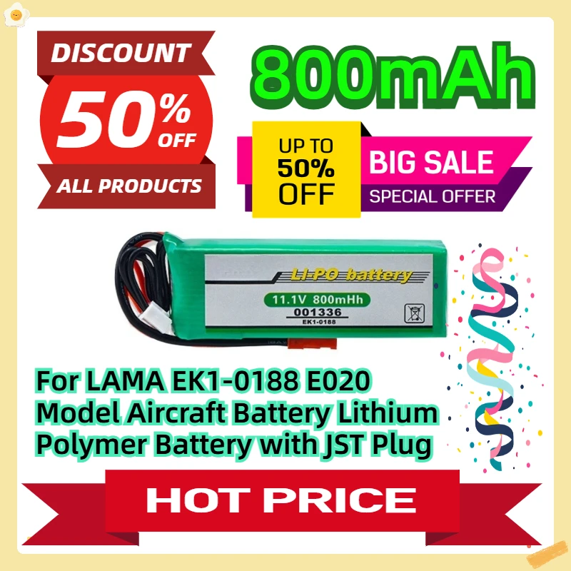 

For LAMA EK1-0188 E020 Model Aircraft Battery 800mAh 11.1V Lithium Polymer Battery with JST Plug