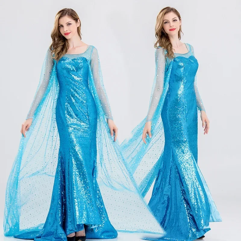 2024 New HalloweenHalloween Frozen Adult Role-playing Adult Table Costume Xmas Gift Cosplay Princess Aisha Dress