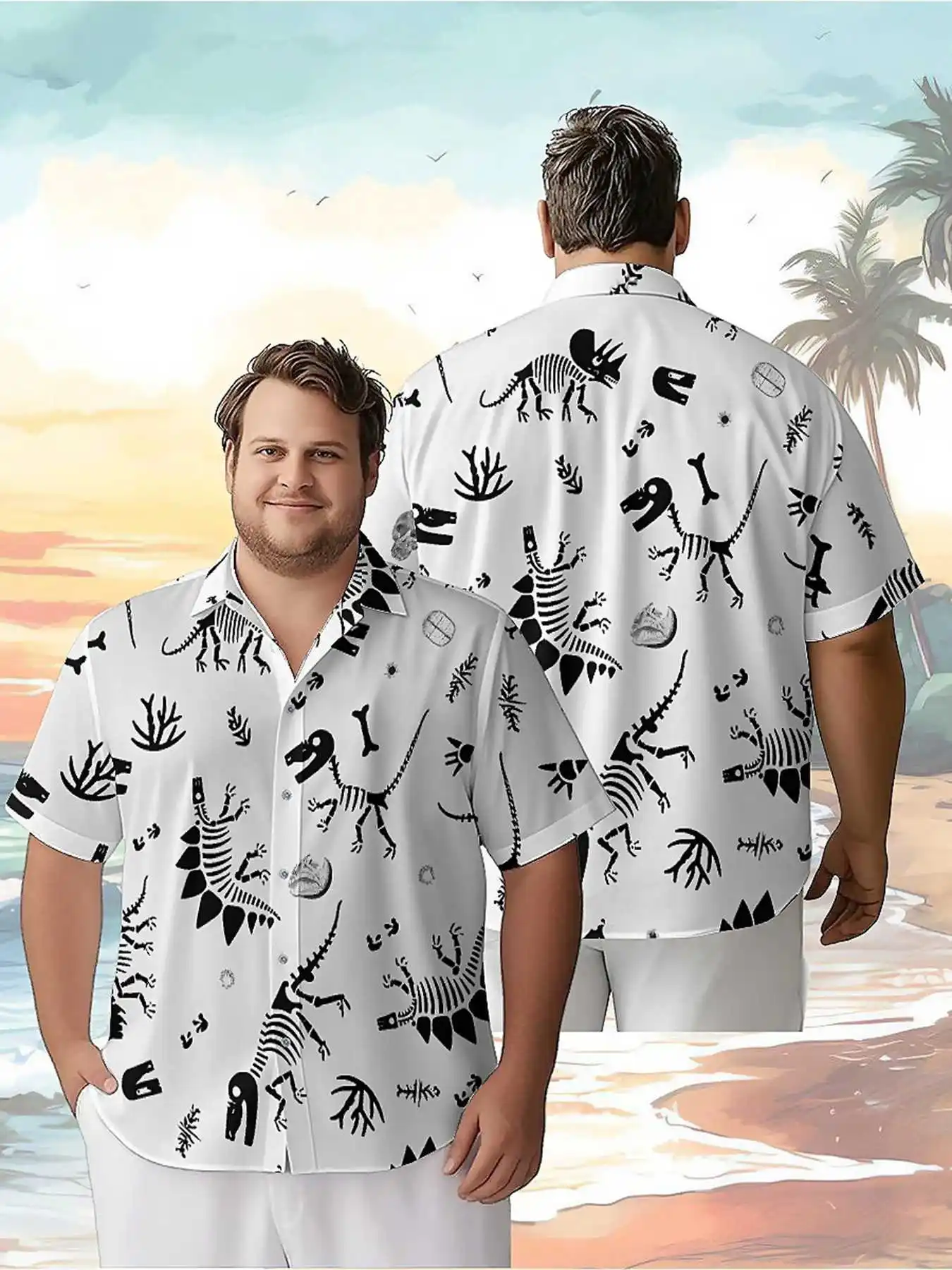 

Men's Plus Size Hawaiian Shirts Dinosaur World Adventure pattern, Button Up Shirts, Unisex Casual Clothing, Summer Tops