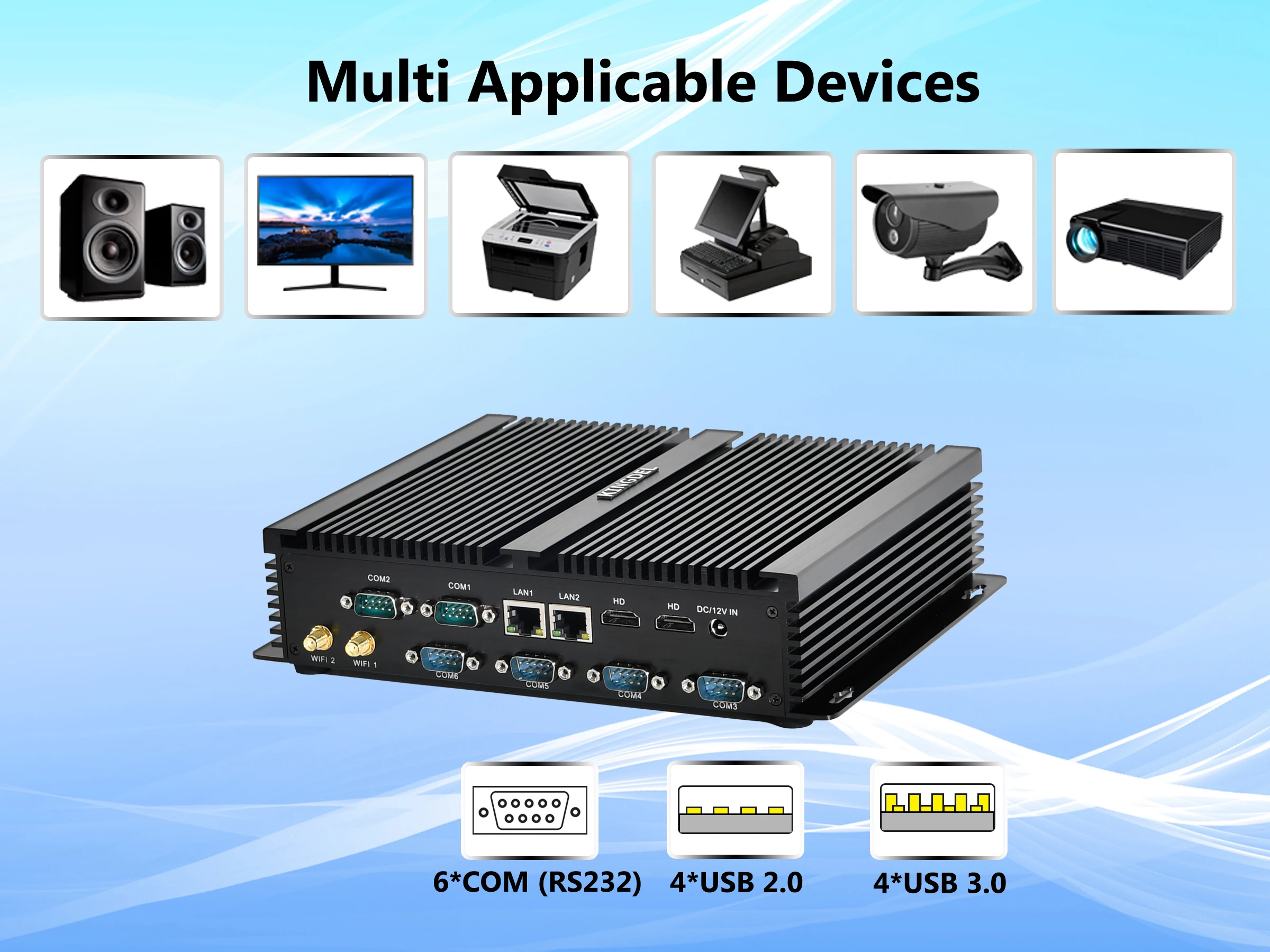 Big Sale industrial Computer 6*COM RS232 RS485 Intel Core i7 4500U i5 4200U Fanless Office/Home Mini PC 2*HD Dual LAN USB3.0