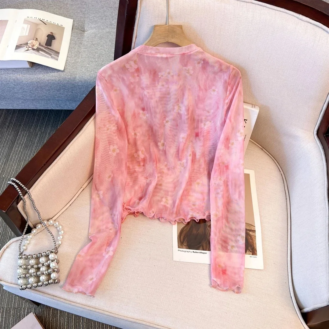 

Ladies' Long Sve Printed Me Base irt Slimming Inner Wear Top Casual Sle round Ne Polyester Blend Spring Summer New...