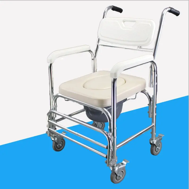 Wheeled aluminum alloy chair, elderly  chair with wheeled stool, disabled mobile stool chair