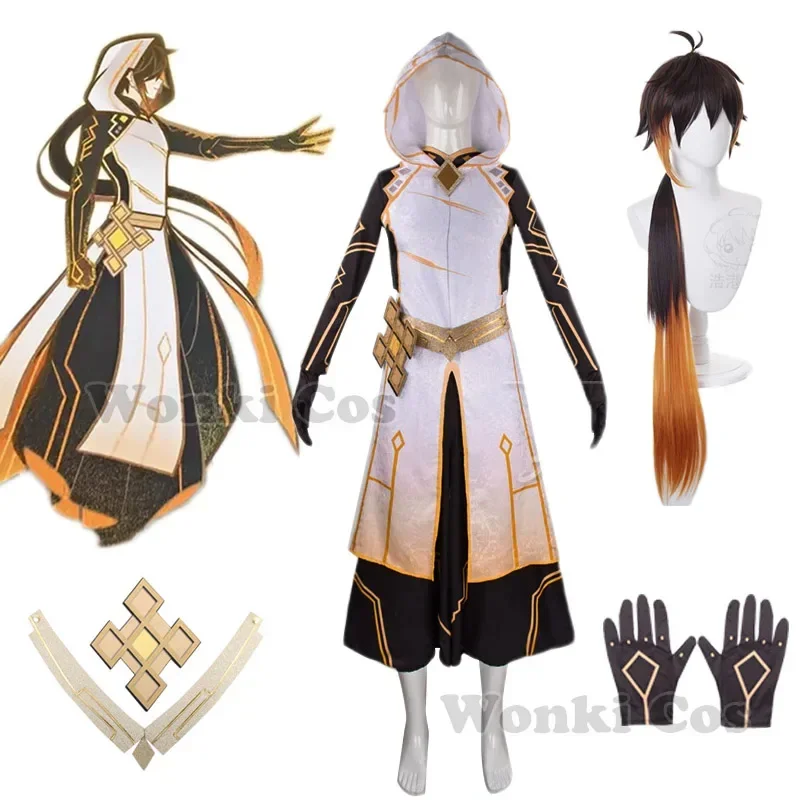 Genshin Morax Zhongli Cosplay Costume God Suit Wig Liyue Zhong Li Cosplay Full Set Genshin Impact Costumes MN11