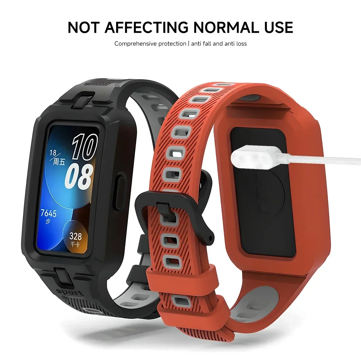 Coque en silicone + Bracelet pour Huawei Band 9 8 7 6, Bracelet de remplacement pour montre intelligente, sangles de pare-chocs respirantes pour Huawei Band9
