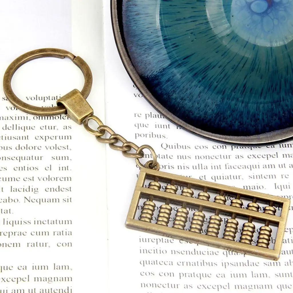 

Abacus Vintage Style Metal Bronze Key Chain Key Ring Jewelry Making Pendant