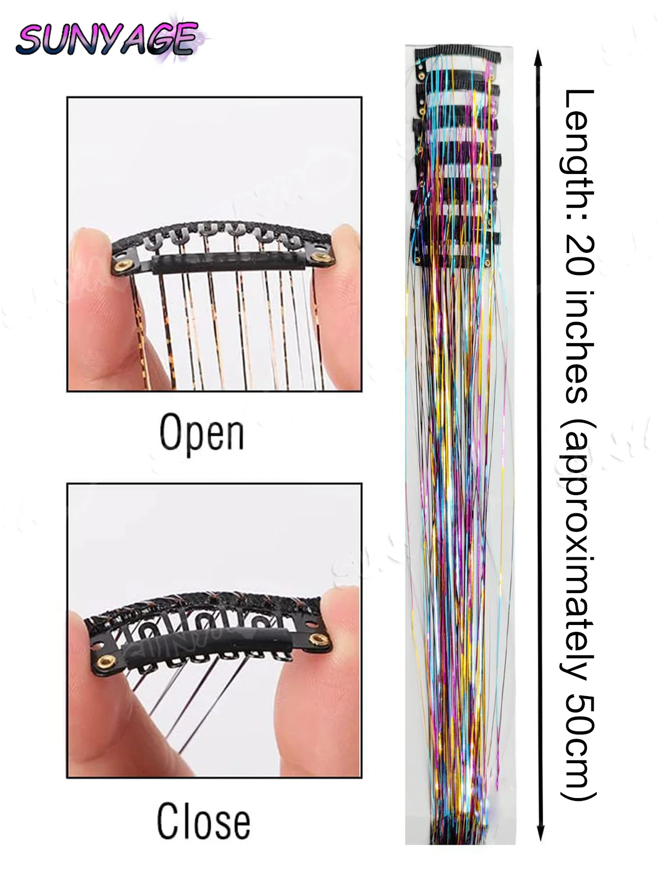 وصلات شعر صناعية مستقيمة بمشبك، هدية حفلات الكريسماس، ملحقات نسائية متعددة الألوان، 12 قطعة، عبوة