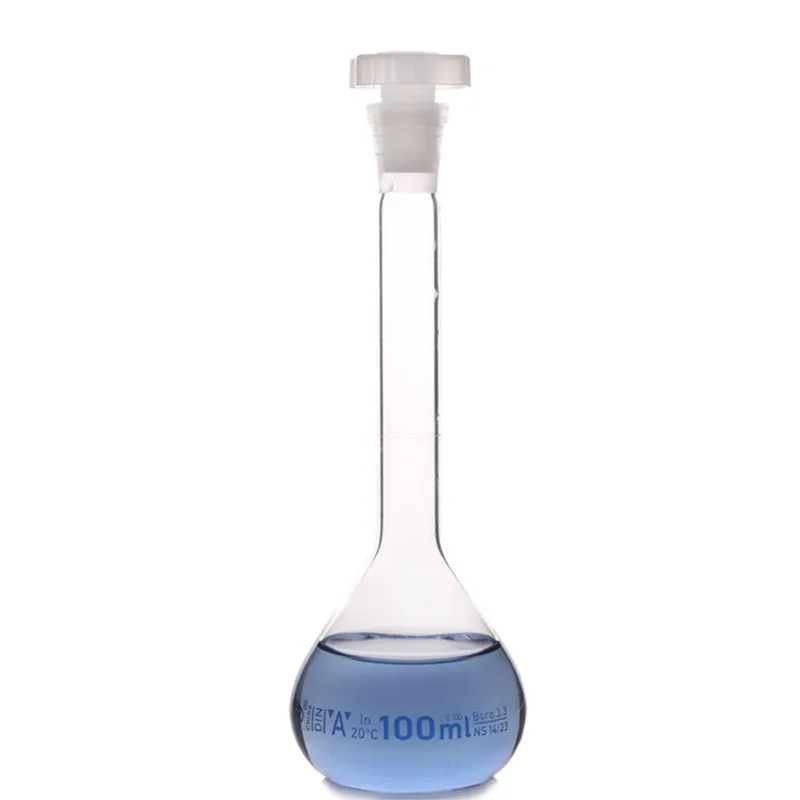 

200ml Transparent Lab Borosilicate Glass Volumetric Flask with plastic Stopper Office Lab Chemistry Clear Glassware Supply