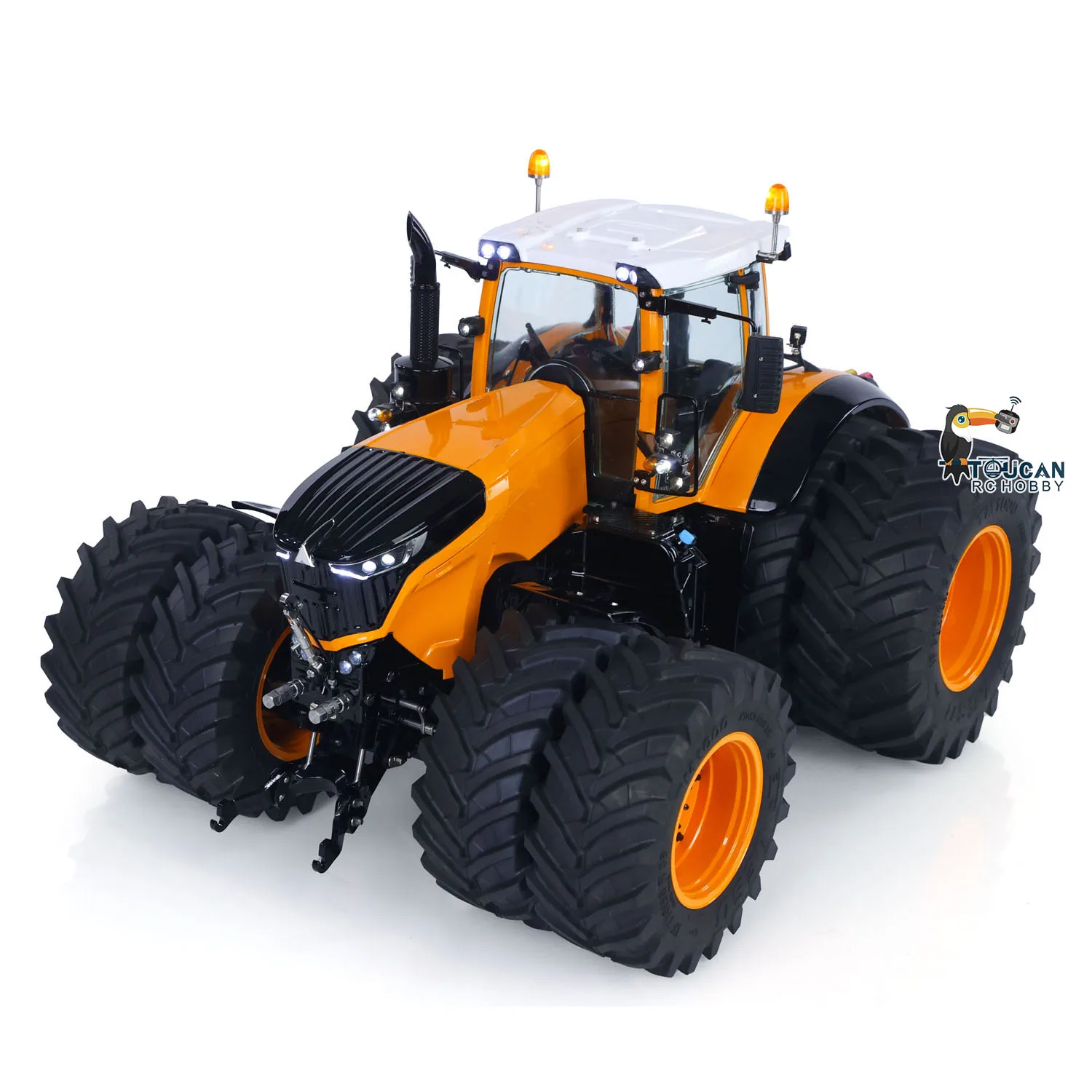 LESU Metalowy Model Ciągnika Hydraulicznego RC 1/14 AOUE 1050 4x4 Zdalnie Sterowany Ciężarówka Rolnicza Podwójne Koła Radio Frsky XE Bateria Dym