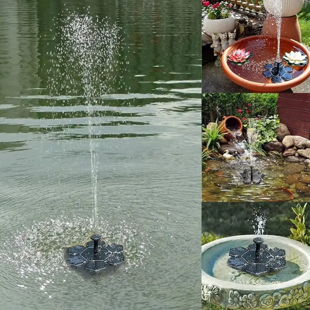 Floating Solar Fountain Pump Multiple Nozzles 1.4W Power Solar Powered Pump Hot Solar Energy Saving Bird Bath Fountain Pool