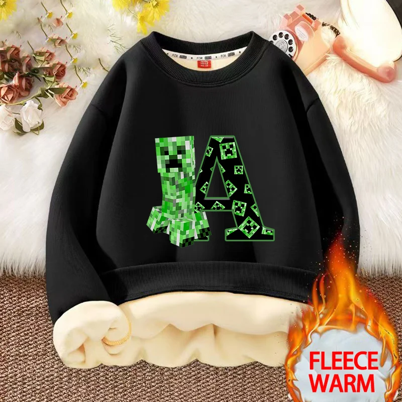 

Minecrafted Boy Girl Hoodies Baby Cartoon Anime Sweatshirt Kid Winter Thickening Warm Pullover Tops Baby Clothes Birthday Gift