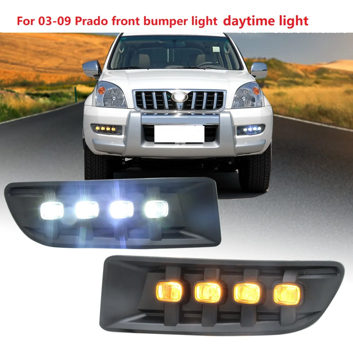 

LED front bumper light daytime light for Toyota Land Cruiser Prado 2003 2004 2005 2006 2007 2008 2009