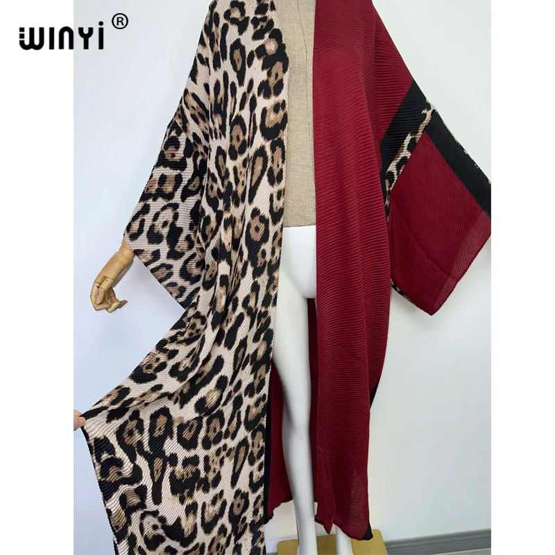 WINYI Europe fashion printing cotton Pleated dress Beach Wear elegant Africa women Cardigan Hot Bohemian holiday party Kimono