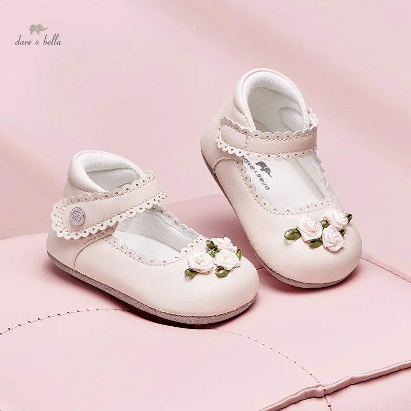 Dave Bella Pink Baby Shoes Floral Baby Girl Shoes Children Princess Shoes Non-Slip Newborn First Shoes DB3241353