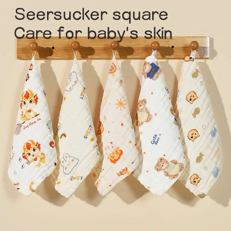 Newborn Muslin Wash Cloths For Baby 6 Layer 100% Cotton Kids Towels Baby Wash Towels And Bibs