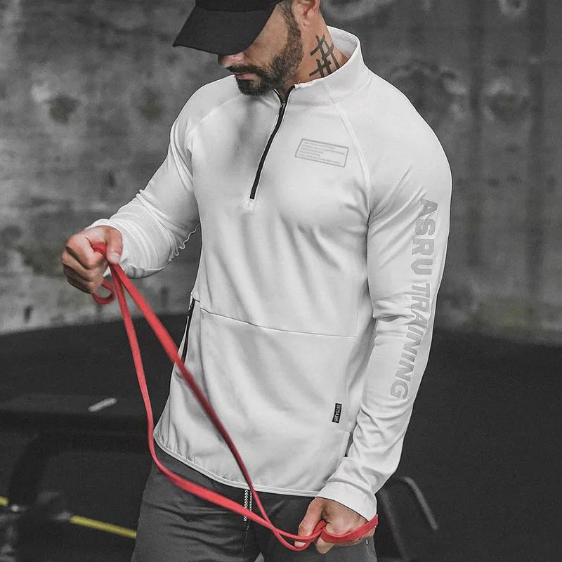 Gym Men\'s Fitness Light Reflecting Hoodies Zipper Pocket Sweatshirt Male Elastic Bodybuilding Jogging Casual Clothing Promo