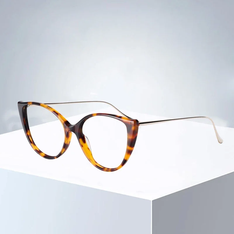KUXA Mode Cat Eye Bril Acetaat Vrouwen Optische Brillen Recept Bijziendheid Verziendheid Lezen Progressieve Brillen Recept