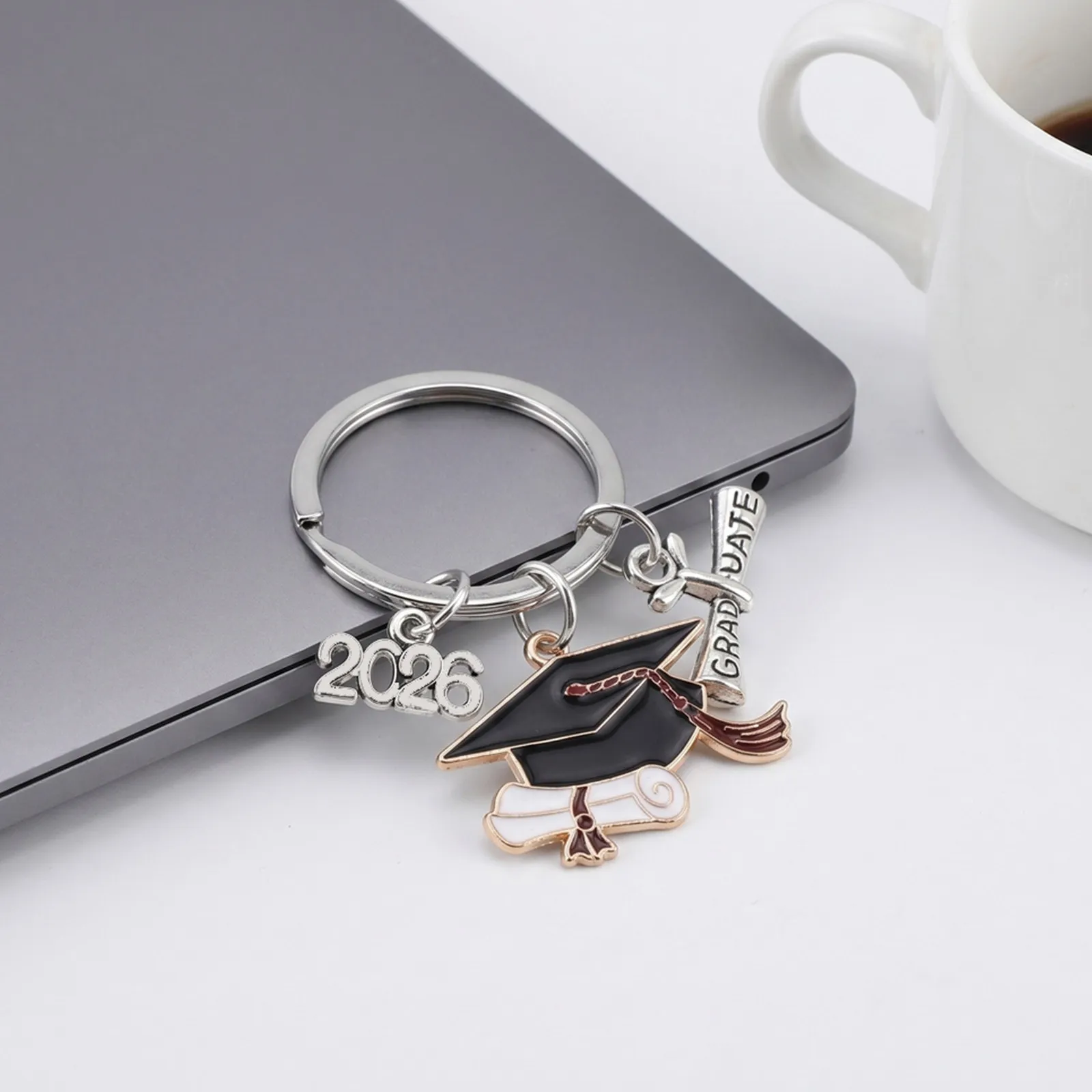 Class of 2026 Graduation Keychain Mini Cap Charm Graduation Accessory for Senior Students College High School Key Ring for 2026