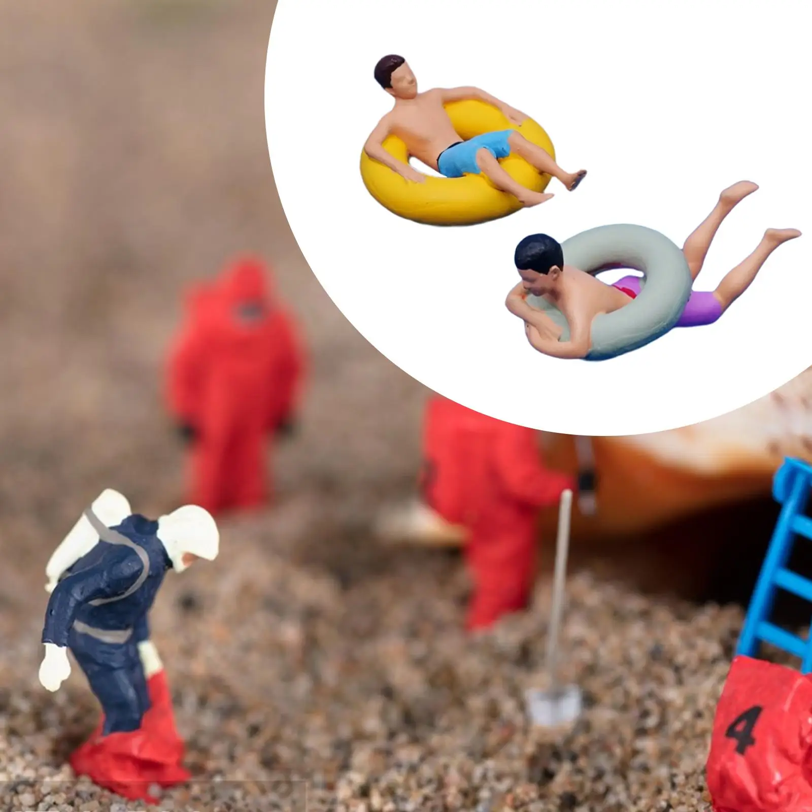 

1/64 Diorama Figure Miniature Beach Surfing Layout Compact Resin Figurines Painted for Photo Props Model Building Movie Props