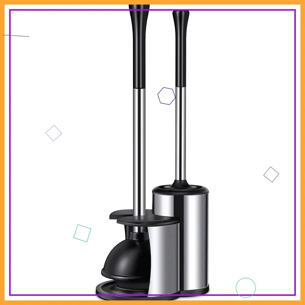 

Heavy Duty Toilet Plunger and Brush Set with Hidden Caddy for Bathroom Cleaning, Discreet Apartment Accessories