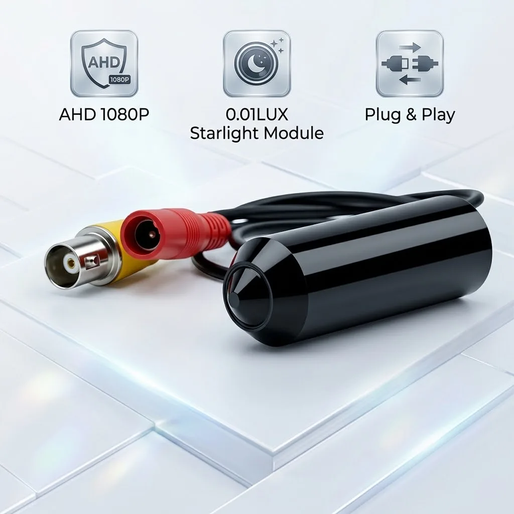 AHD 2MP 1080P Mini Bullet Camera,3.7mm Wide Angle Lens,Starlight Full Color,Bracket Option For Security