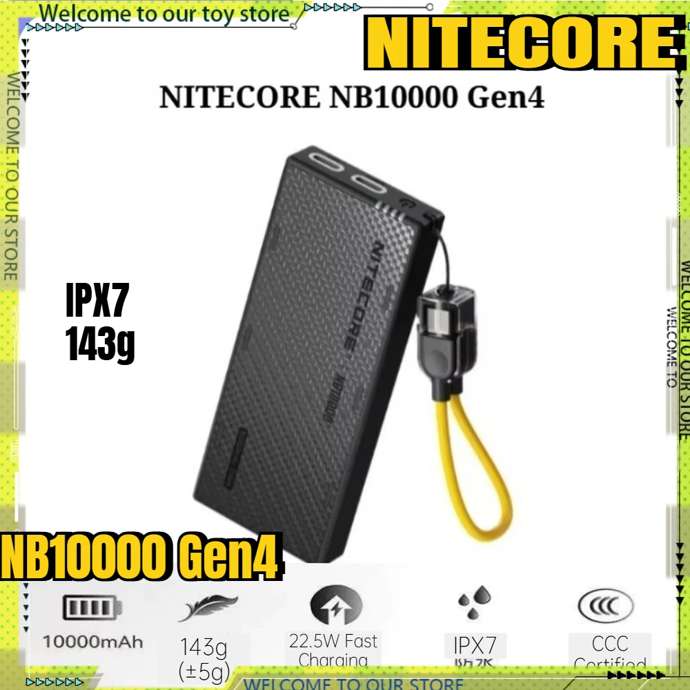 NITECORE NB10000 Gen4 Ultra Carbon Fiber Power Bank 10000mAh Mobile Powerbank USB-C 22.5W Fast Charge Lightweight Power Bank