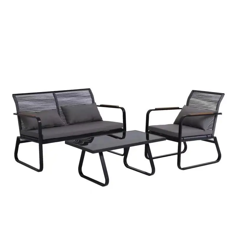 patio wicker table chair conversation set outdoor synthetic rattan sofa  garden furniture with cushion