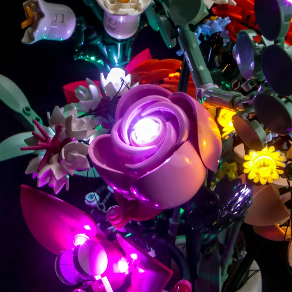 Verlichtingsset voor 10342 mooie roze bloemboeket botanische collectieserie exclusief bouwsteen (alleen led-lichtset)