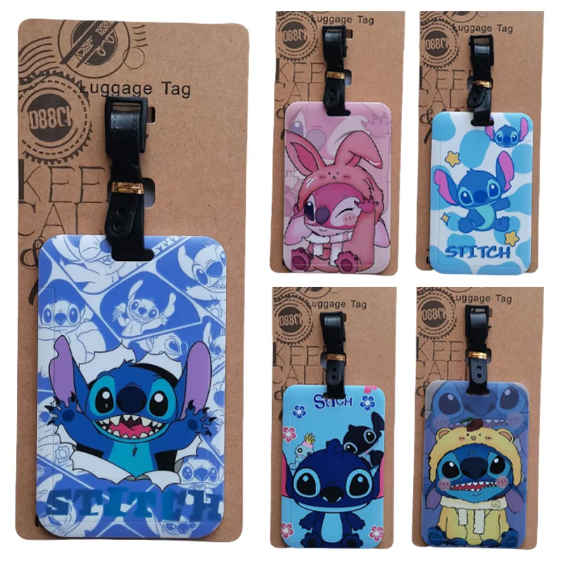 

Disney Stitch Luggage Label Cartoon ID Addres Holder Baggage Tags Fashion Portable Men Women Travel Accessories Card Cover