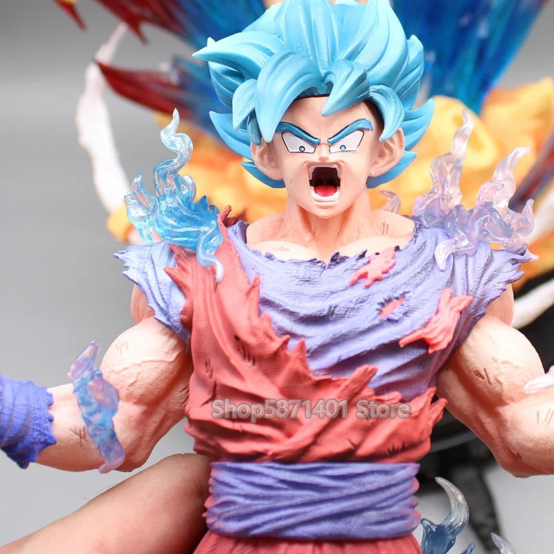 Anime Kaiouken Goku Dragon Ball Figures Super Saiyan Blue Hair Son Goku Action Figures 39cm PVC Collection Model Ornament Toys