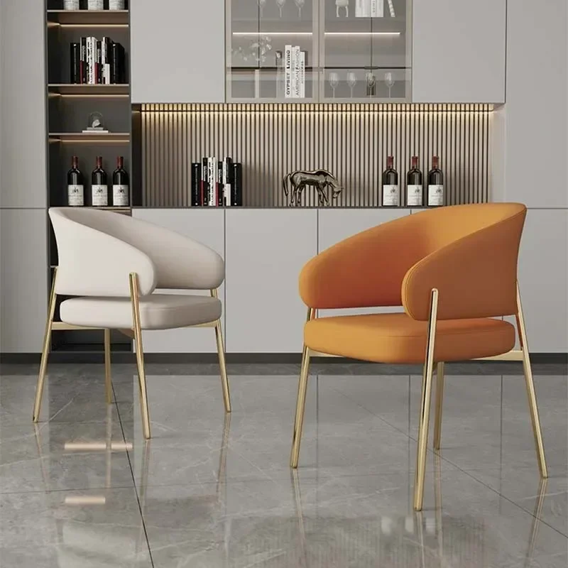 Modern Restaurant Dinning Room Furniture Dining Chair Hotel Reception Negotiation Nail Store Stool Metal Leather Dining Chair