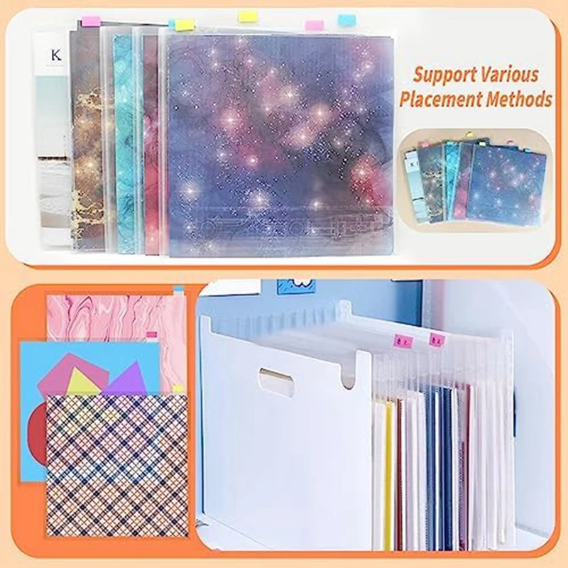 12Piece Scrapbook Paper Storage Box For 30.48 X 30.45 Cm Papers With 60 Adhesive Index Tabs Waterproof Single Top Load