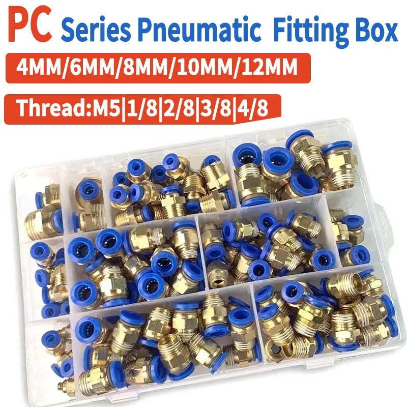 Boxed PC Series 4mm 6mm 8mm 10mm 12mm Air Joint Connectors Hose Tube Pneumatic Fittings 1/4 1/8 Push in Quick Release Couplings