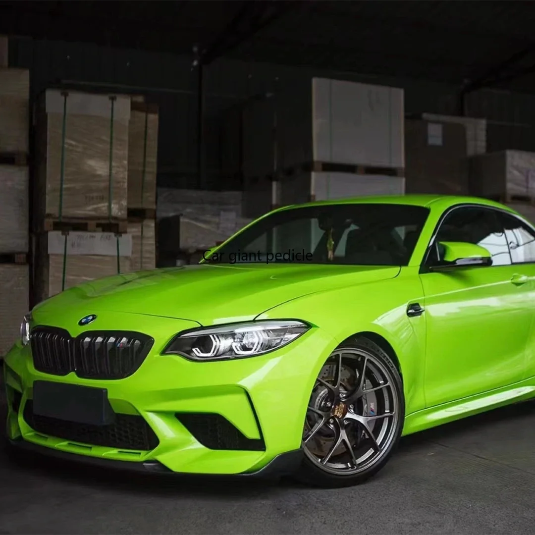 Highest qualityGloss Fluorescent Green vinyl Wrap Film Car Wrap Film Non degumming Non fading quality Warranty 1.52M*17M roll 3